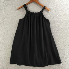Nine West Mini Swing Dress Womens M Mineral Trapeze Tie Back Scoop Neck Black
