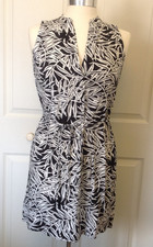 Ann Taylor LOFT Black & White Leaf Patterned Sleeveless Dress, Size XS NWT