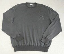 Psycho Bunny Sweater Mens XL Gray Striped Belmore Extra Fine Pima Pullover Logo