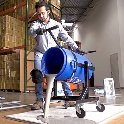 Kraft Tool Flooring Compound 15 Gallon Mixing Barrel Transport & Pouring Cart