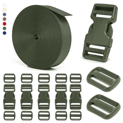 1 inch Buckles and Strap Set: 10 Yards Polyester Webbing Strapping, 6 Pack Du...