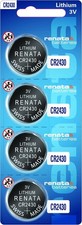 Renata CR2430 Batteries - 3V Lithium Coin Cell 2430 Battery 4 Count