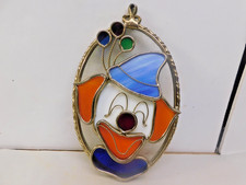 Stained Glass Sun Catcher Happy Clown with Smile  Balloons Multi Color Decor
