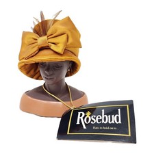 HARRIET ROSEBUD Miniature Burnished Gold Satin Hat #3109 A Different Kind Of Hat