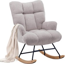 Rocking Chair Nursery Teddy Upholstered Glider Rocker Rocking Accent Chair NEW