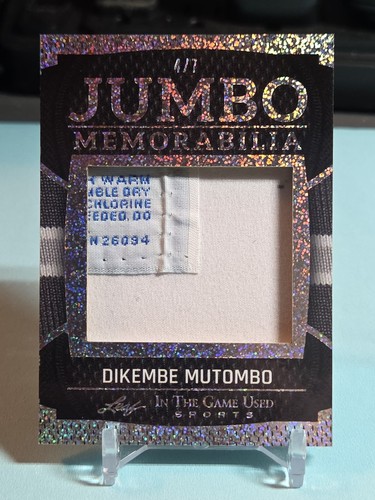 Dikembe Mutombo 2025 Leaf In The Game Used Jumbo Game Used Jersey & Laundry Tag