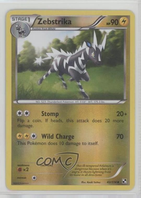 Zebstrika Reverse Foil Pokemon Black & White Base Set #42