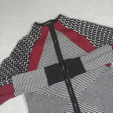 Smartwool Sweater Womens Large Black Red Full Zip Geometric Wool Blend Pullover