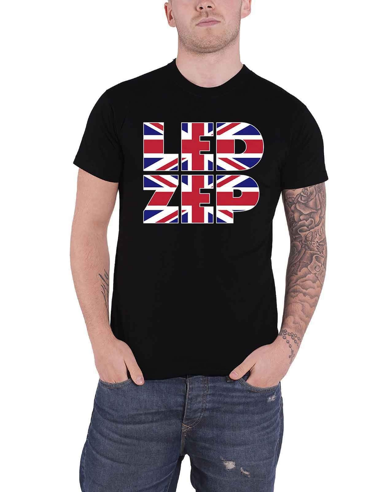 Футболка LED Zeppelin с логотипом группы Union Jack Type Новая официальная мужская L Черная 4790₽