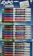 EXPO LOW ODOR DRY ERASE FINE TIP MARKERS, ASSORTED COLORS, 36 3 X 12 COUNT