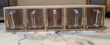 Vintage IKEA FORHOJA Wood Shelf Cabinet 5 Glass Handled Scoops Storage Bins