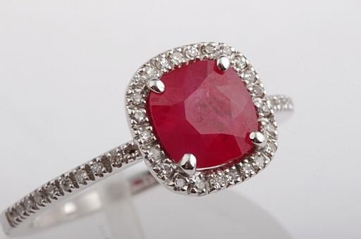 Ring ruby 1.35ct solitaire brilliant diamonds 0.2… - image 6