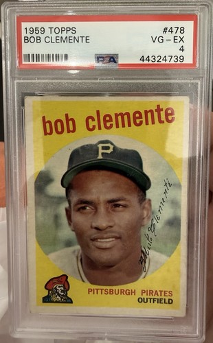 1959 Topps - Roberto Clemente #478 Bob on Card, PSA 4 VG-EX