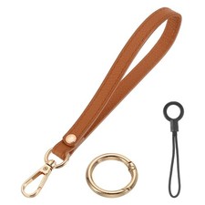 7 Inch Wristlet Strap PU Leather with Gold Ring Lanyard for Clutch Mustard 