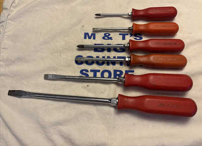 Vintage Mac Tools USA 6pc Slotted/Phillips Hard Handle Screwdriver Set