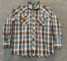 Wyoming Traders Men's XLWestern Pearl Snap Shirt Long Sleeve Plaid Cowboy 89