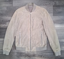 Allsaints Kemble Suede Bomber Jacket Dune Brown Mens Size Medium 