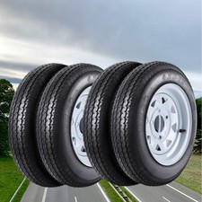 4pcs Trailer Tires On Rim 4.80-12 4.80x12 480-12 4.80-12 W12 Rims 4 Lug 6-pl