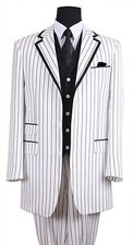 Men's 3 piece White/Black Striped Vested Fashion Suit by Fortino Landi