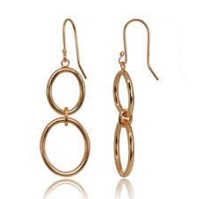 Interconnected Open Circles Rose Gold Plated 925 Silver Drop Dangle Earrings