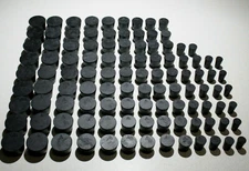 (107) Cole Parmer Black Rubber Stoppers, Assorted Sizes #00 to #8, Tapered Plug
