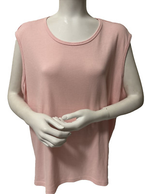 Blair Women's Pink Round Neck Sleeveless Essential Knit Tank Top Sz 3XL