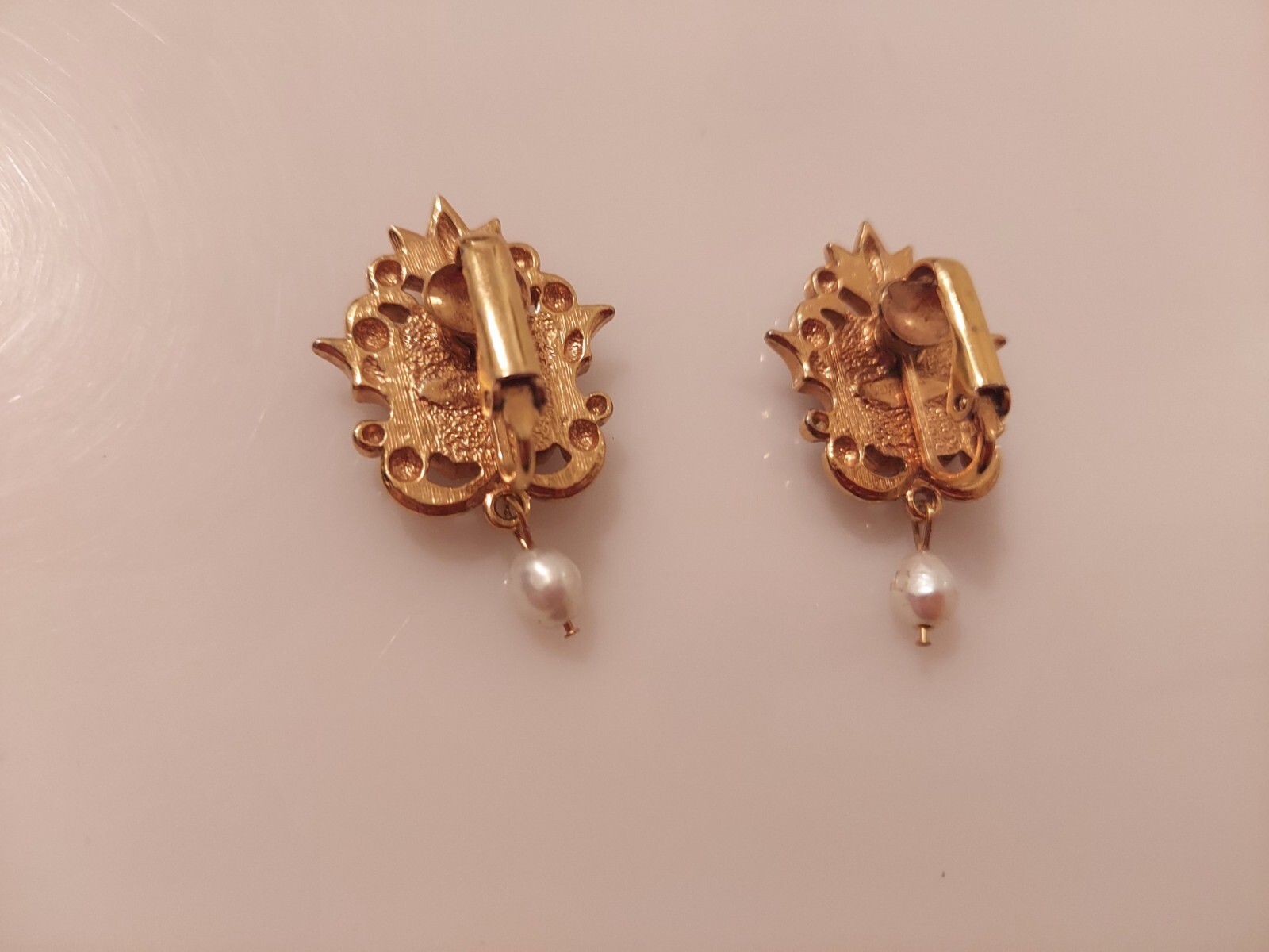 Avon black enamel drop dangle rectangular clip ea… - image 6