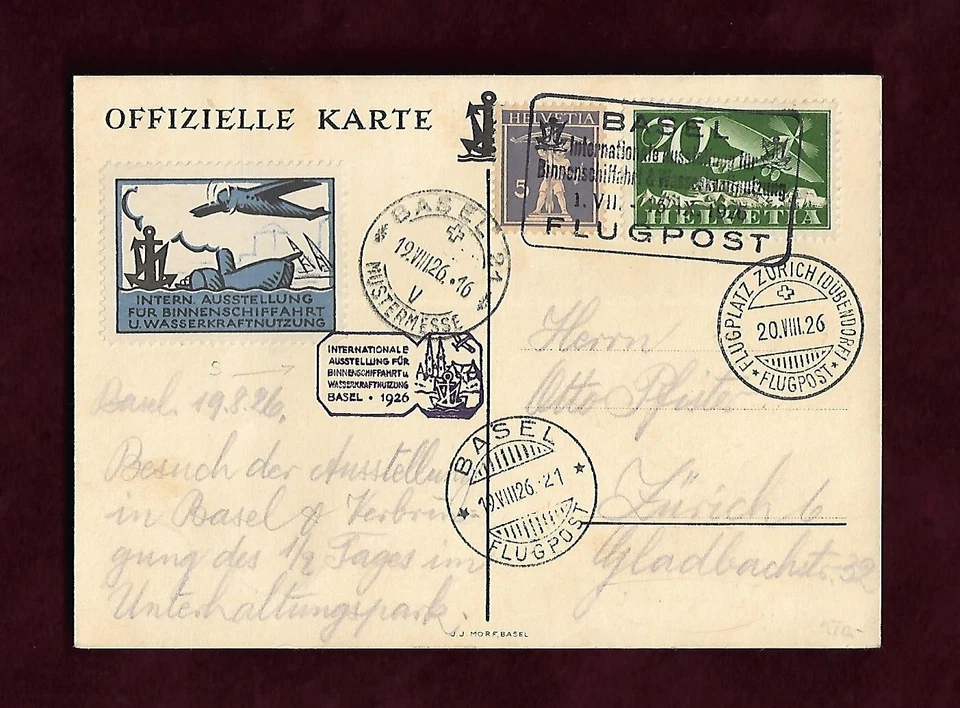 Offizielle Karte Internationale Ausstellung WasserKraftnutzung Basel 1926; 62054 - Bild 1 von 2