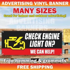 CHECK ENGINE LIGHT ON Advertising Banner Vinyl Sign service repair garage fix
