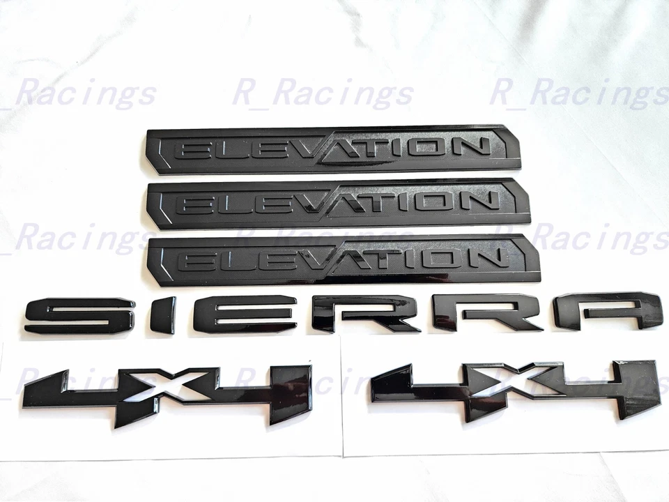 6PCS Gloss black Elevation Bed 4x4 Sierra Emblem 2019+ Sierra 1500 2500HD 3500HD - Image 2 of 4