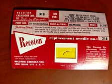 new NOS Recoton 319 Needle .001 Microgroove OSMIUM Astatic SHURE ADMIRAL