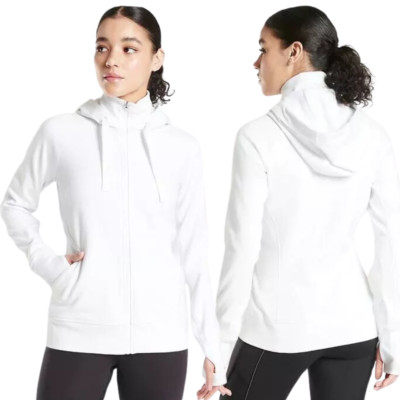 NWOT Athleta Triumph Hoodie Full Zip Jacket Women's Medium White Active Outdoor