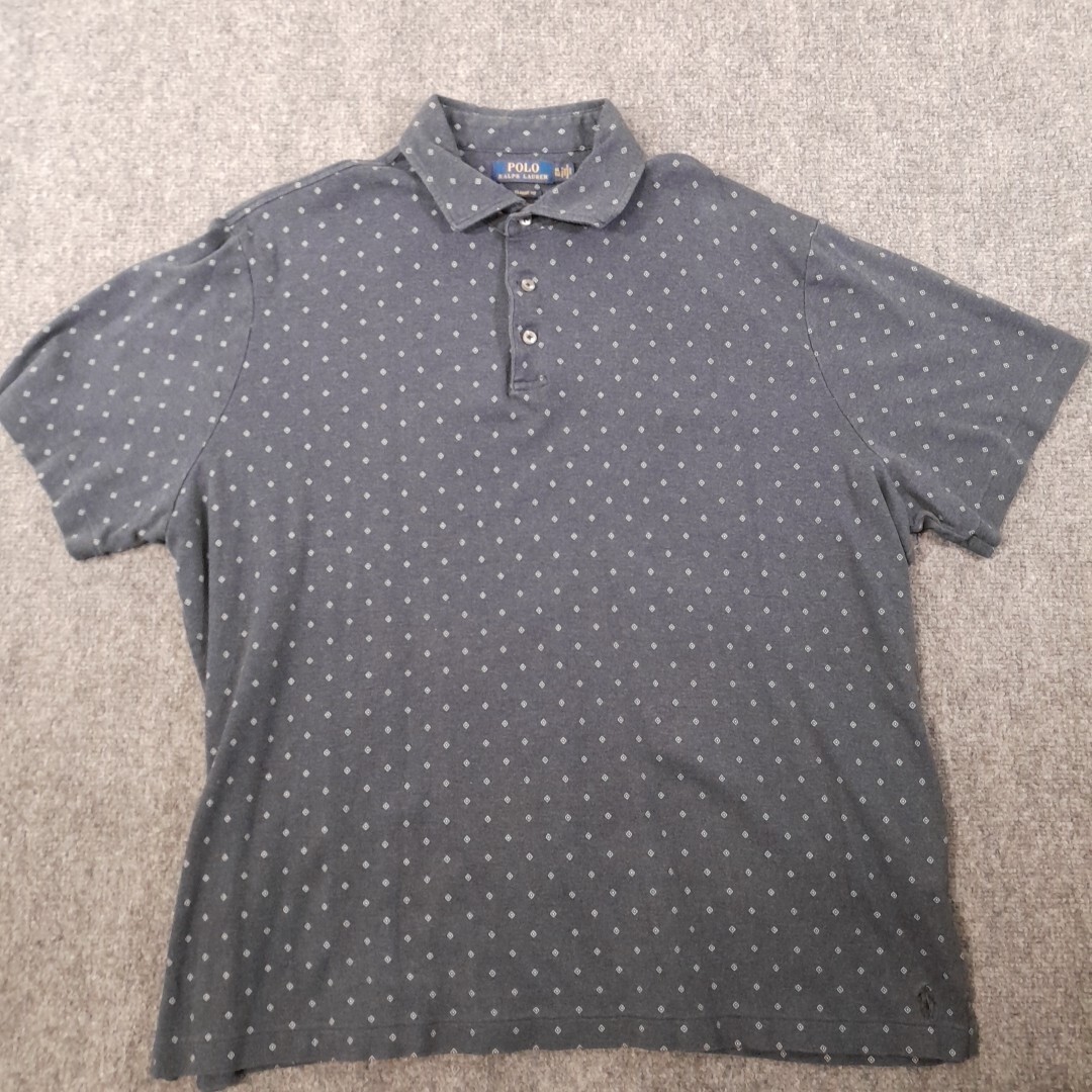PONY Polo Ralph Lauren camicia uomo XL polo blu vestibilità classica 3 bottoni diamante preppy
