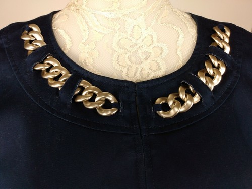 Requirements Blue 3% Stretch Dressy Blue Denim Blazer Jacket Size 12 (L) Chain - Picture 3 of 9