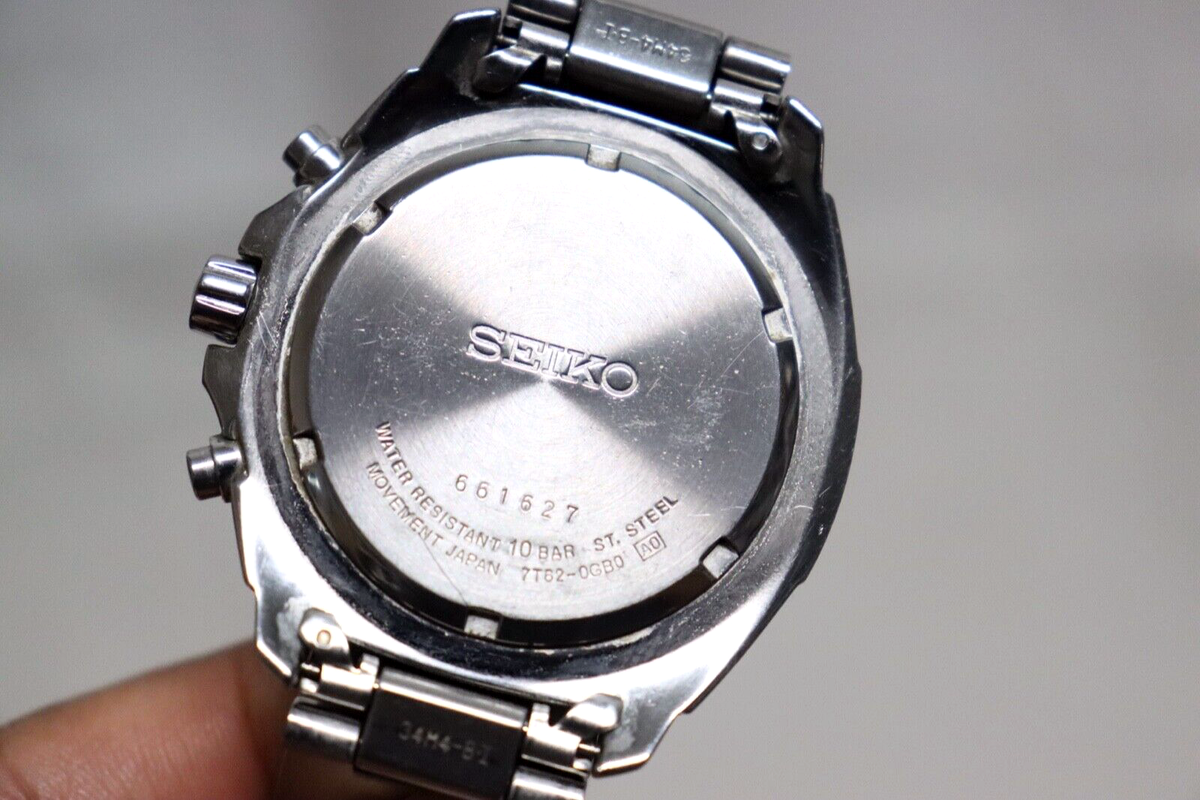 SEIKO Chronograph watch 7T62-0GB0 blue dial watch | eBay