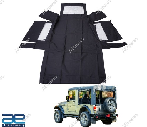 Stitched Soft Top Denim Black For Mahindra Roxor Thar CRDe AEs - Picture 3 of 10