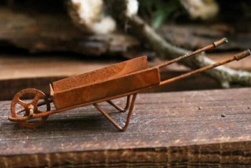 Miniature Dollhouse Fairy Garden Small Rusty Wheelbarrow - Buy 3 Save $5 - Picture 1 of 1
