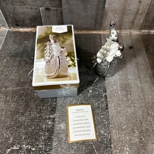 Pier 1 Christmas  Pere Noel Ceramic Santa with Silver Tree Figurine Christmas