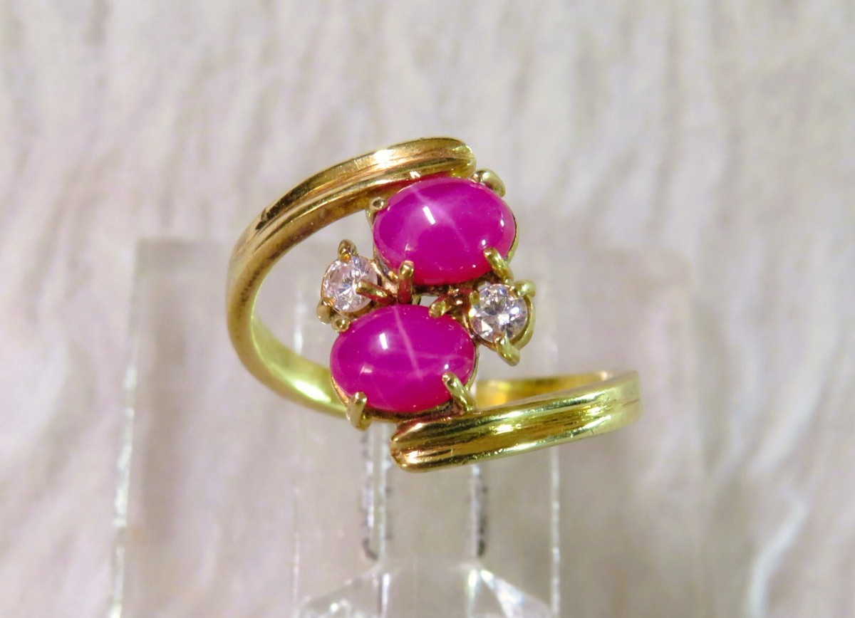 Lindy (lab created) Pink Star Sapphire 18K solid Gold Ring