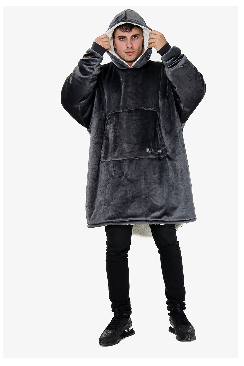 Oversized Fleece Hoodie Fluffy Warm Sherpa Giant Snuggle Hooded Blanket