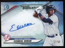 Ezequiel Duran 2020 Bowman Chrome Auto #d /50 Prime Signatures Yankees Rangers