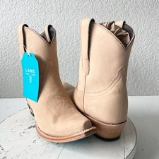 Lane EMMA JANE Womens Cowboy Bootie 8.5 Bone Suede Western Cowgirl Ankle Boots