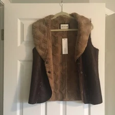 Olive & Oak Brown on Brown Faux Suede and Fur Vest Size M NWT