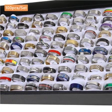 100PC Wholesale Mixed Rings Bulk Finger Band Ring Lot Men/Women Jewelry Fashions
