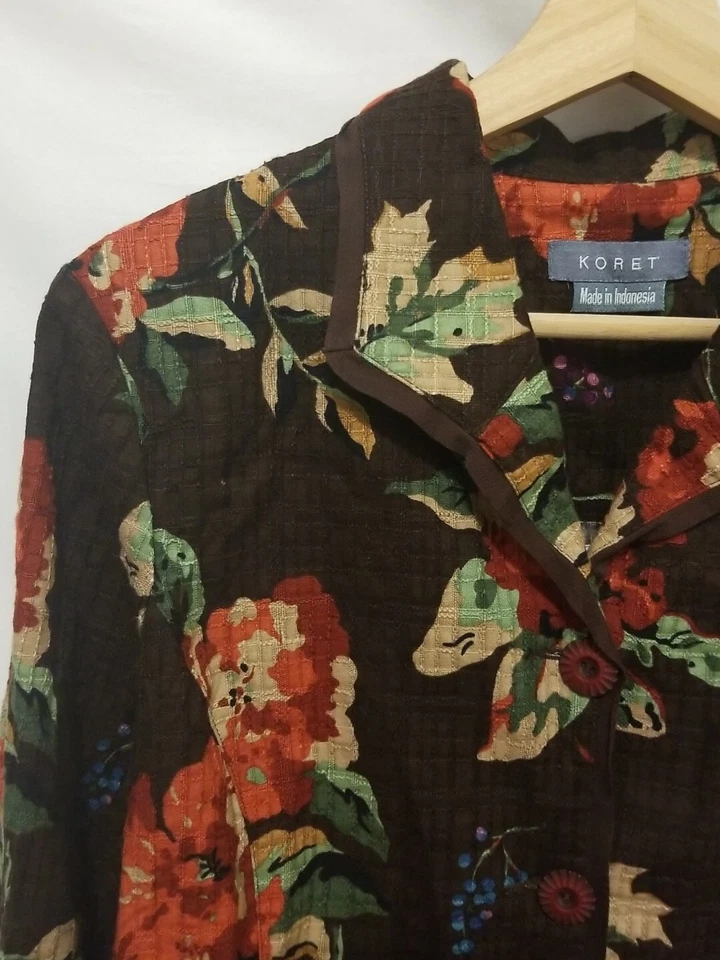 KORET Button Coat Woman Medium 10-12 Brown Chocolate Covent Garden Button Down - Image 3 of 4