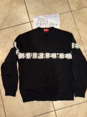 Supreme  Inside Out Logo Sweater Knit Men's  Large Sweatshirt Black Summer