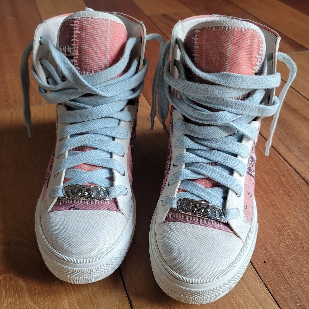 Amiri Bandana Reconstructed Sunset Hi Top Sneakers Salmon US 9 EUR 