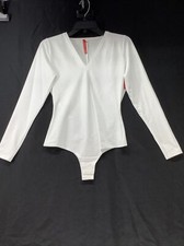 Spanx Women s Long Sleeve Bodysuit V Neck White Size Medium