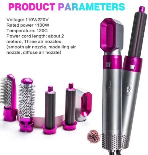5 In 1 Electric Hair Dryer Blow Curler Set Detachable Styler Hot Air Brush Salon - Picture 5 of 9