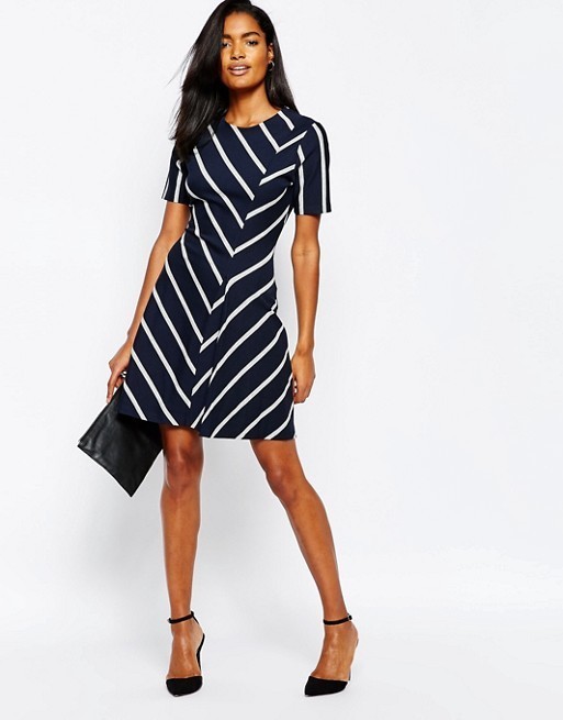 Whistles Blue/white casual summer Stripe Dress Uk 6 U… Gem